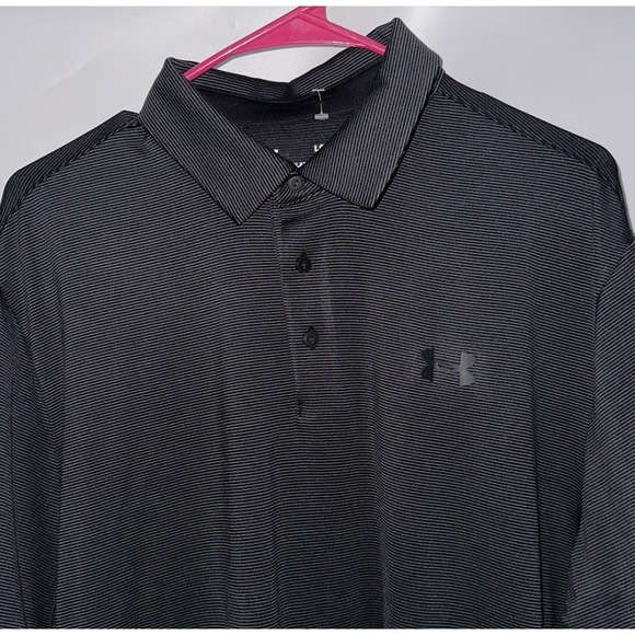 Under Armour Playoff Polo Large Black Golf Performance Loose‎ Fit - Picture 1 of 7